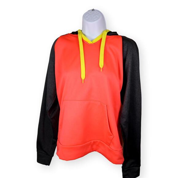 BCG Womens Performance Coral Pink Gray Colorblock Hoodie L - Picture 4 of 7